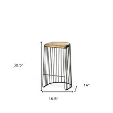 Wood And Metal Wire Design Counter Stool
