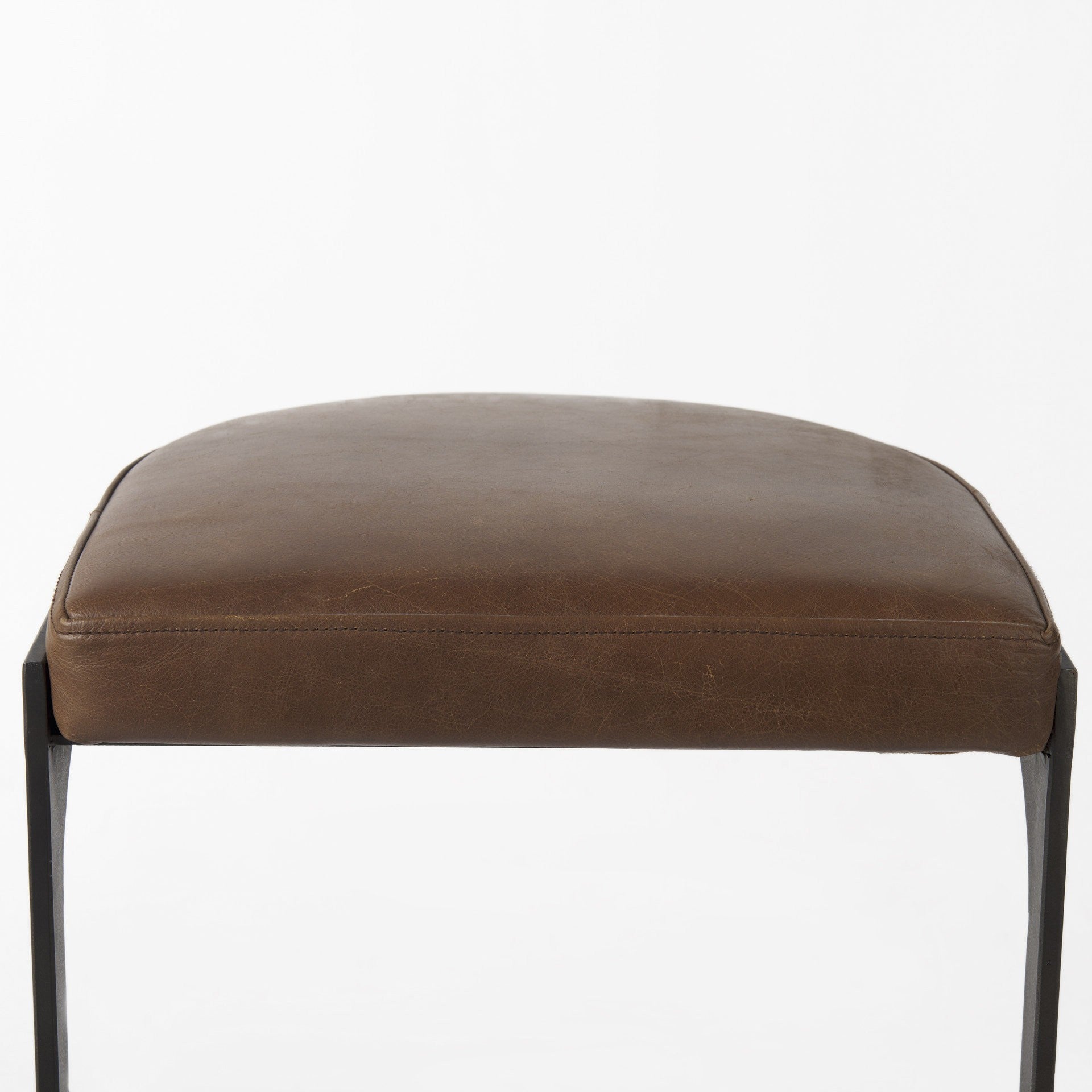 Brown Leather C Shape Metal Counter Stool