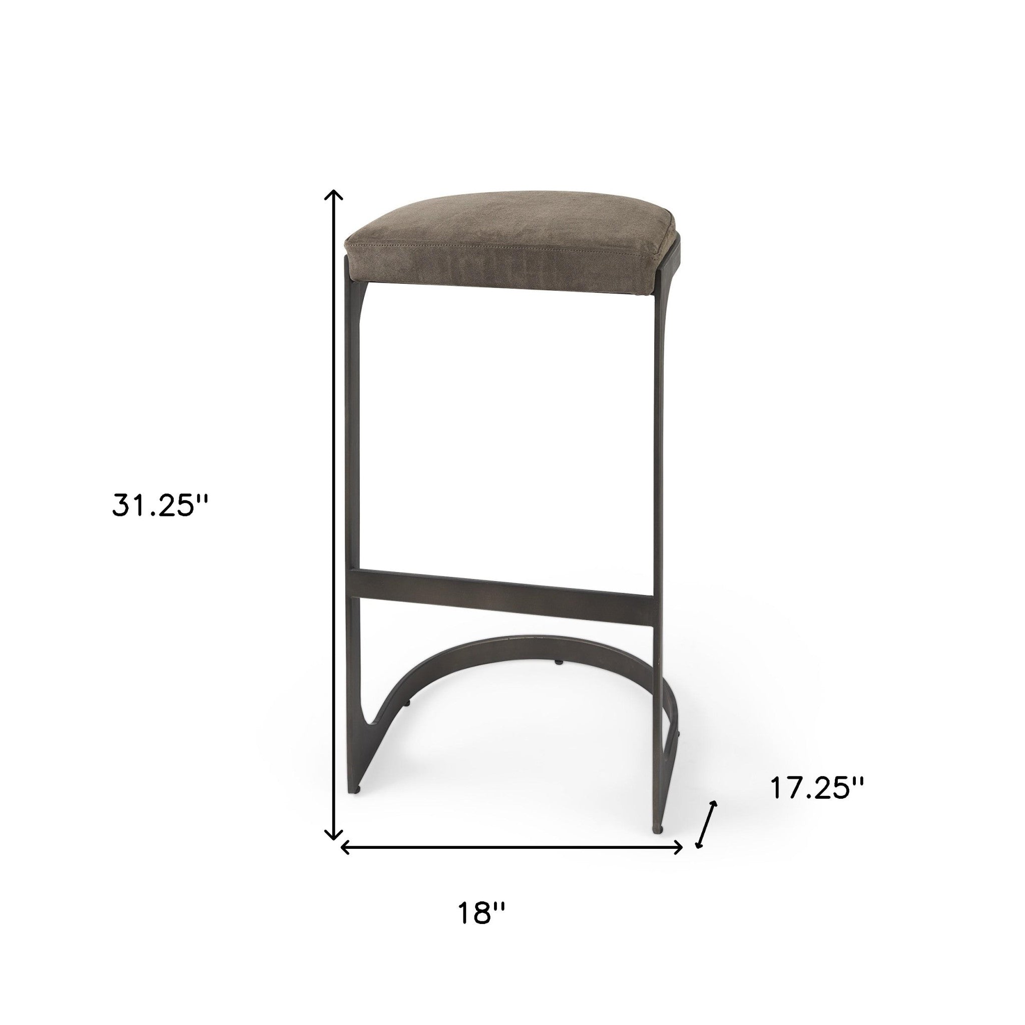 Dark Brown Leather C Shape Metal Bar Stool