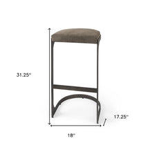 Dark Brown Leather C Shape Metal Bar Stool