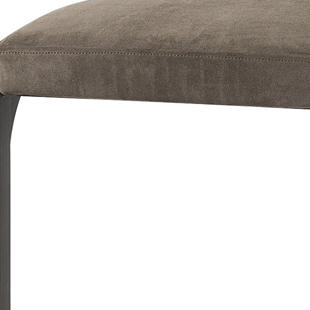 Dark Brown Leather C Shape Metal Bar Stool