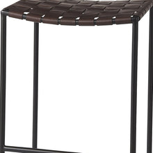 Dark Brown Woven Leather Bar Stool