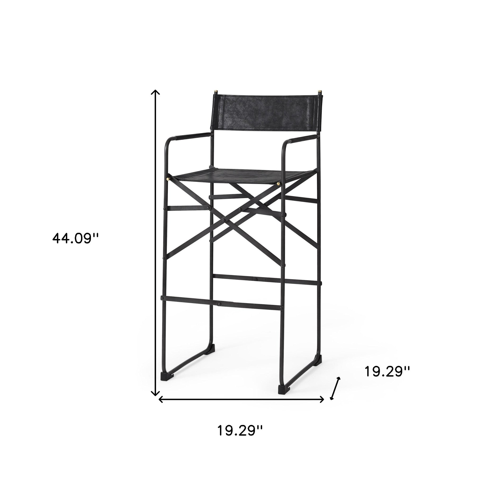 Black Leather Director's Chair Bar Stool