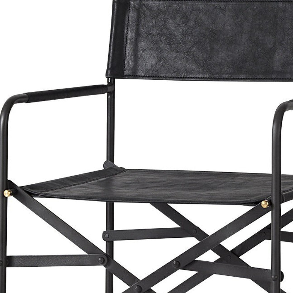 Black Leather Director's Chair Bar Stool