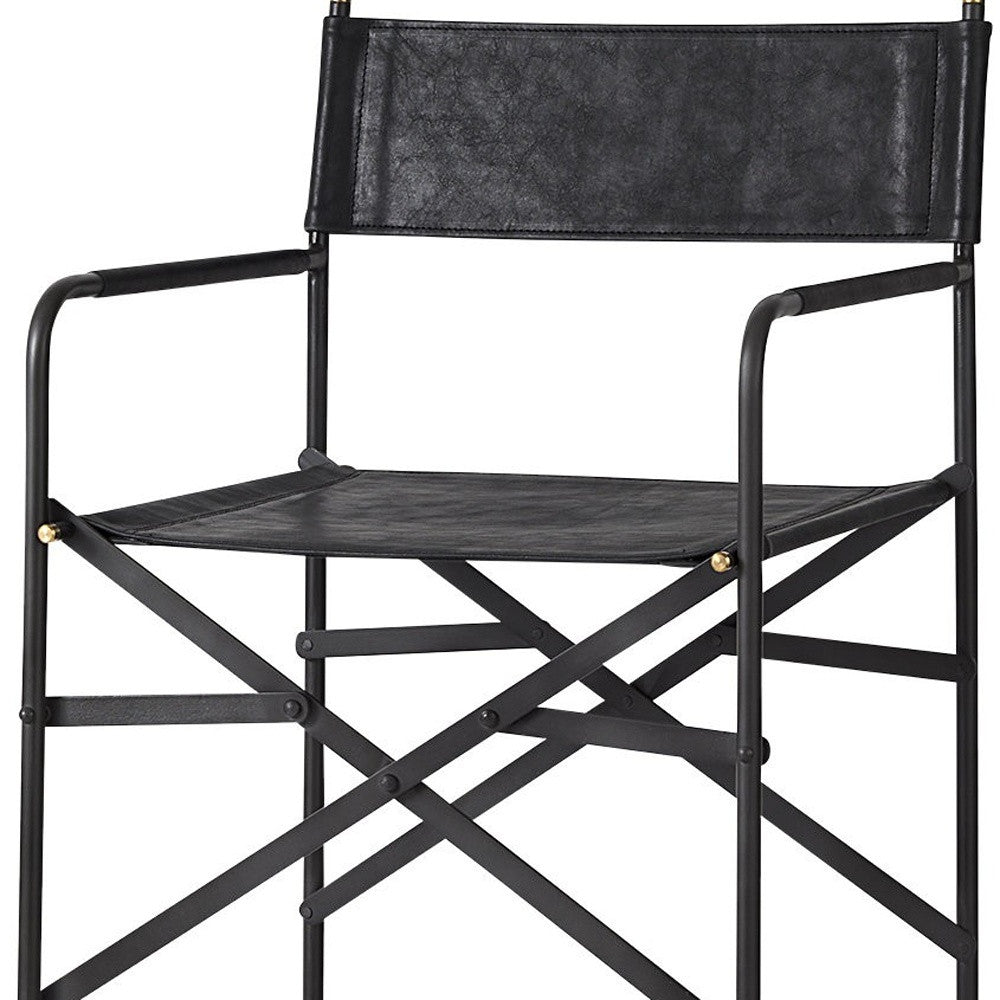 Black Leather Director's Chair Bar Stool