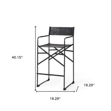 Black Leather Director's Chair Counter Stool