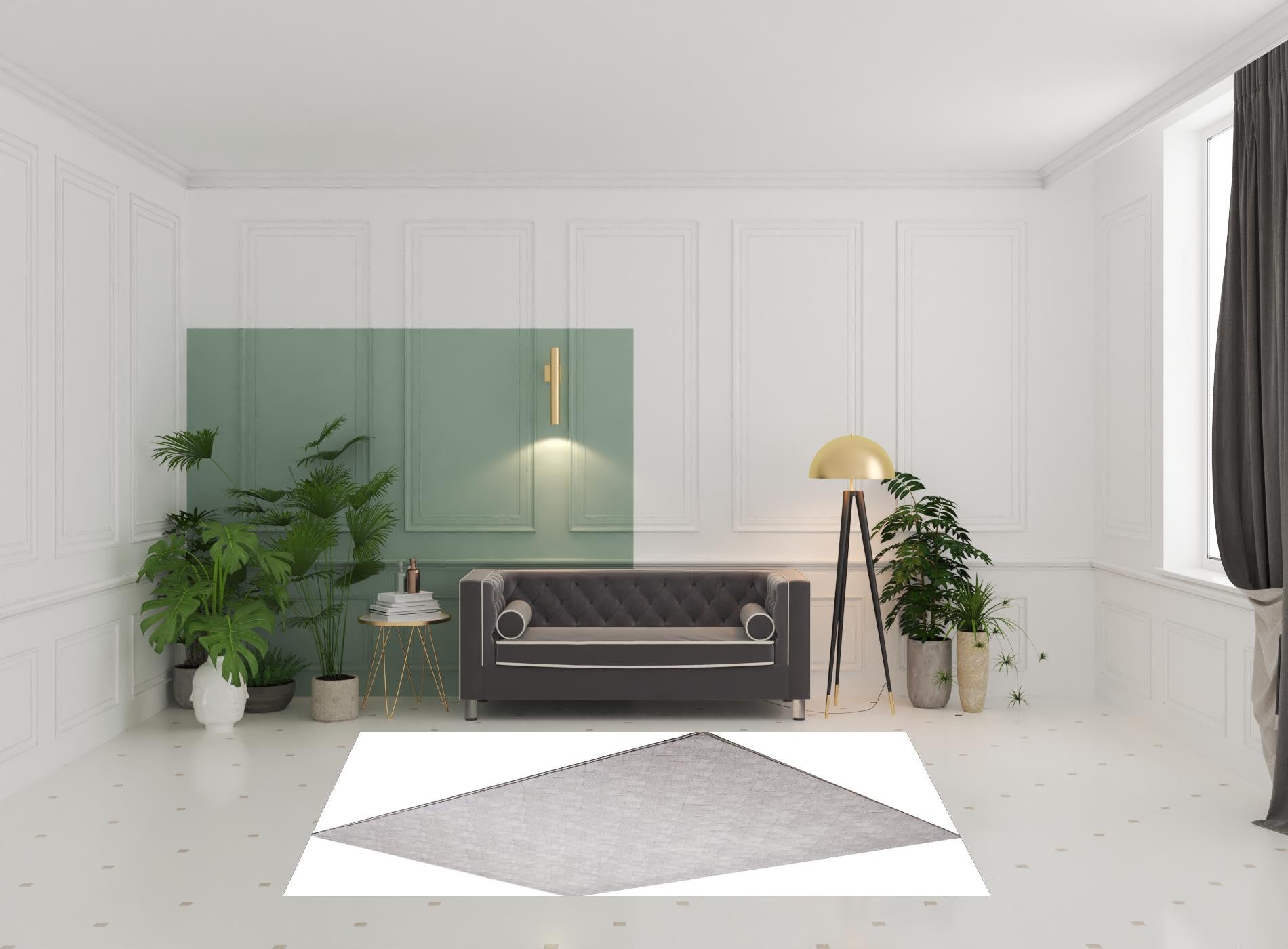 4’ X 6’ Gray Distressed Diamonds Area Rug