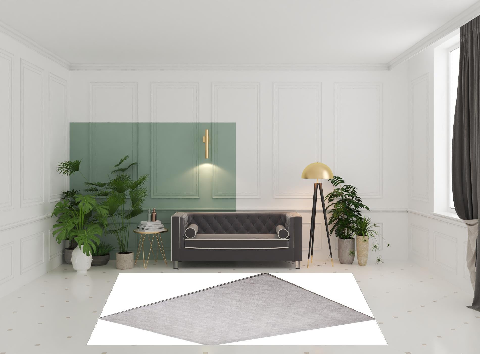 4’ X 6’ Gray Distressed Diamonds Area Rug