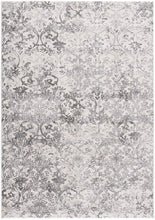 5’ X 8’ Cream And Gray Faded Filigree Area Rug