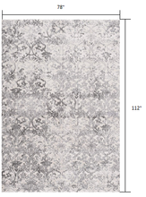 5’ X 8’ Cream And Gray Faded Filigree Area Rug