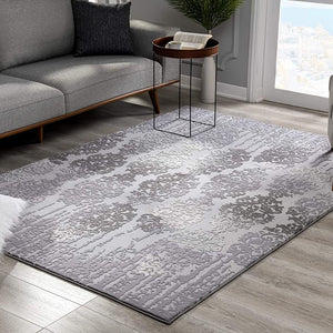 2’ X 10’ Gray Dripping Damask Runner Rug