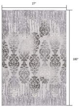 2’ X 10’ Gray Dripping Damask Runner Rug
