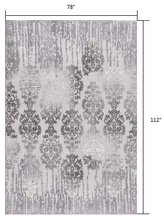 2’ X 10’ Gray Dripping Damask Runner Rug