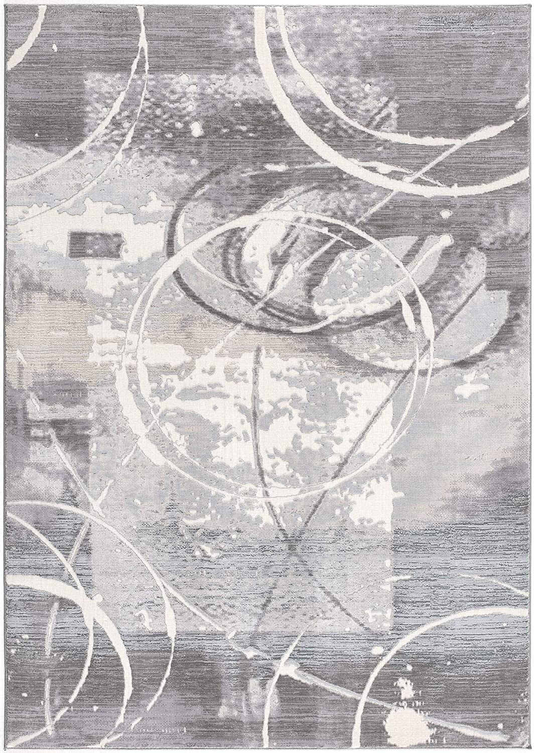 5’ X 8’ Gray Abstract Splatter Area Rug