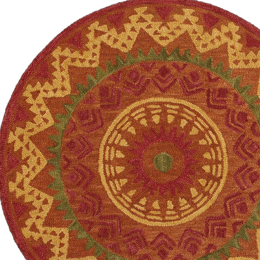 6’ Round Orange Decorative Area Rug