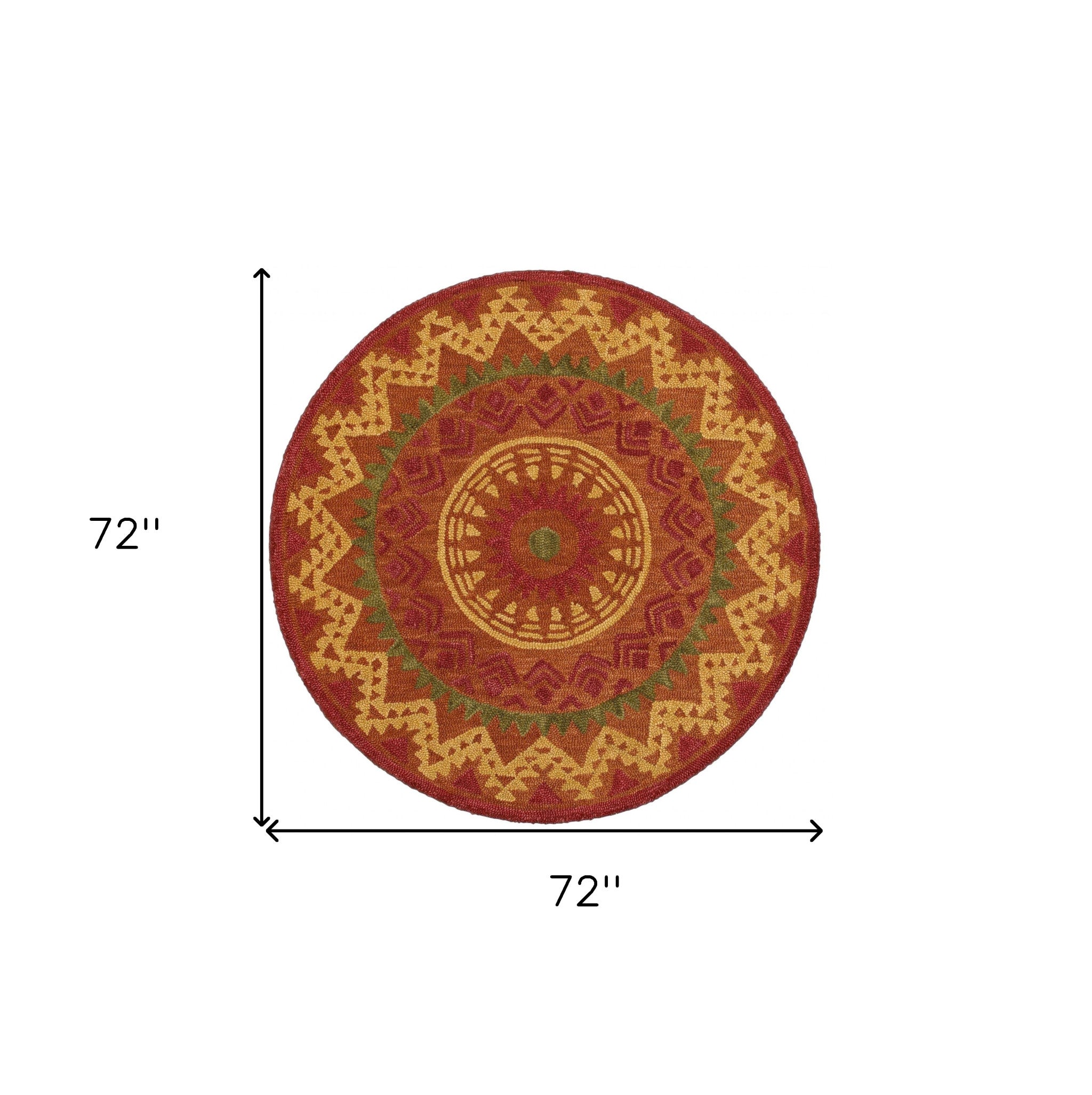 6’ Round Orange Decorative Area Rug