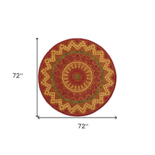6’ Round Orange Decorative Area Rug