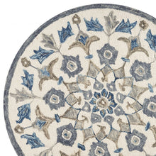 6’ Round Blue Floral Oasis Area Rug