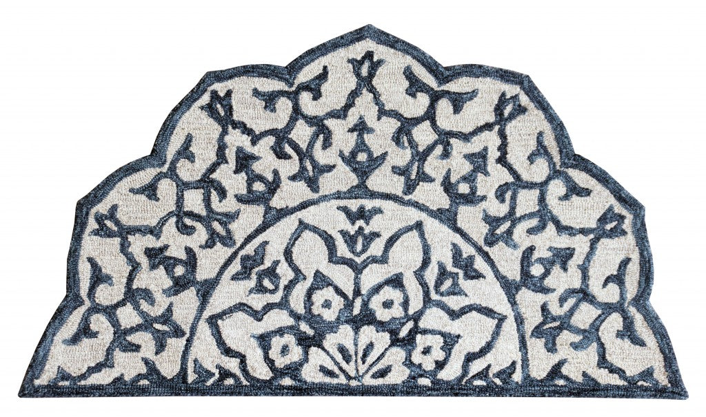 Navy And White Decorative Hearth Rug - 2’ x 4’