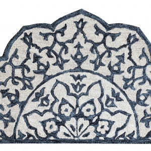 Navy And White Decorative Hearth Rug - 2’ x 4’