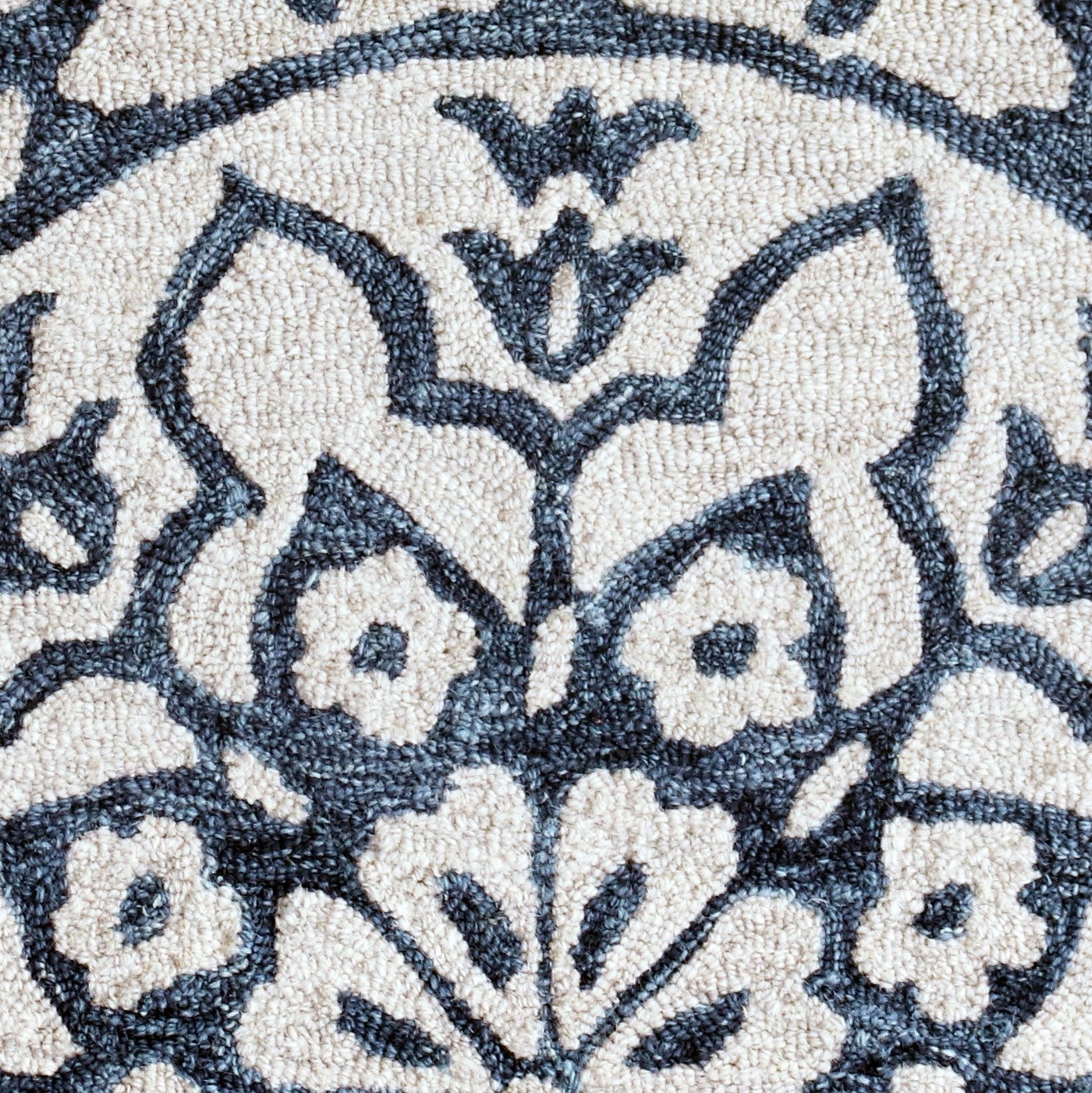 Navy And White Decorative Hearth Rug - 2’ x 4’