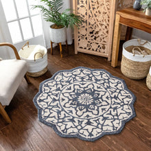 Navy And White Decorative Hearth Rug - 2’ x 4’