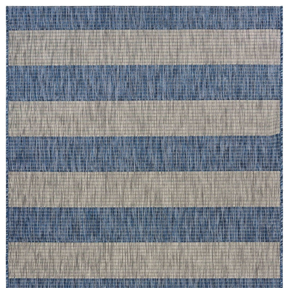 5' X 7' Navy/Gray Striped Indoor Outdoor Area Rug