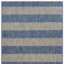 5' X 7' Navy/Gray Striped Indoor Outdoor Area Rug