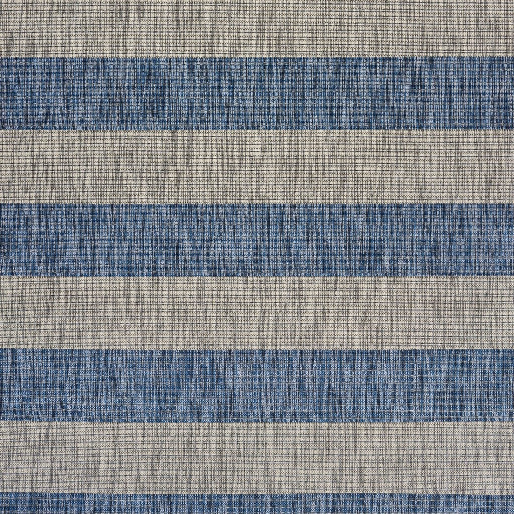5' X 7' Navy/Gray Striped Indoor Outdoor Area Rug