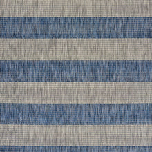 5' X 7' Navy/Gray Striped Indoor Outdoor Area Rug