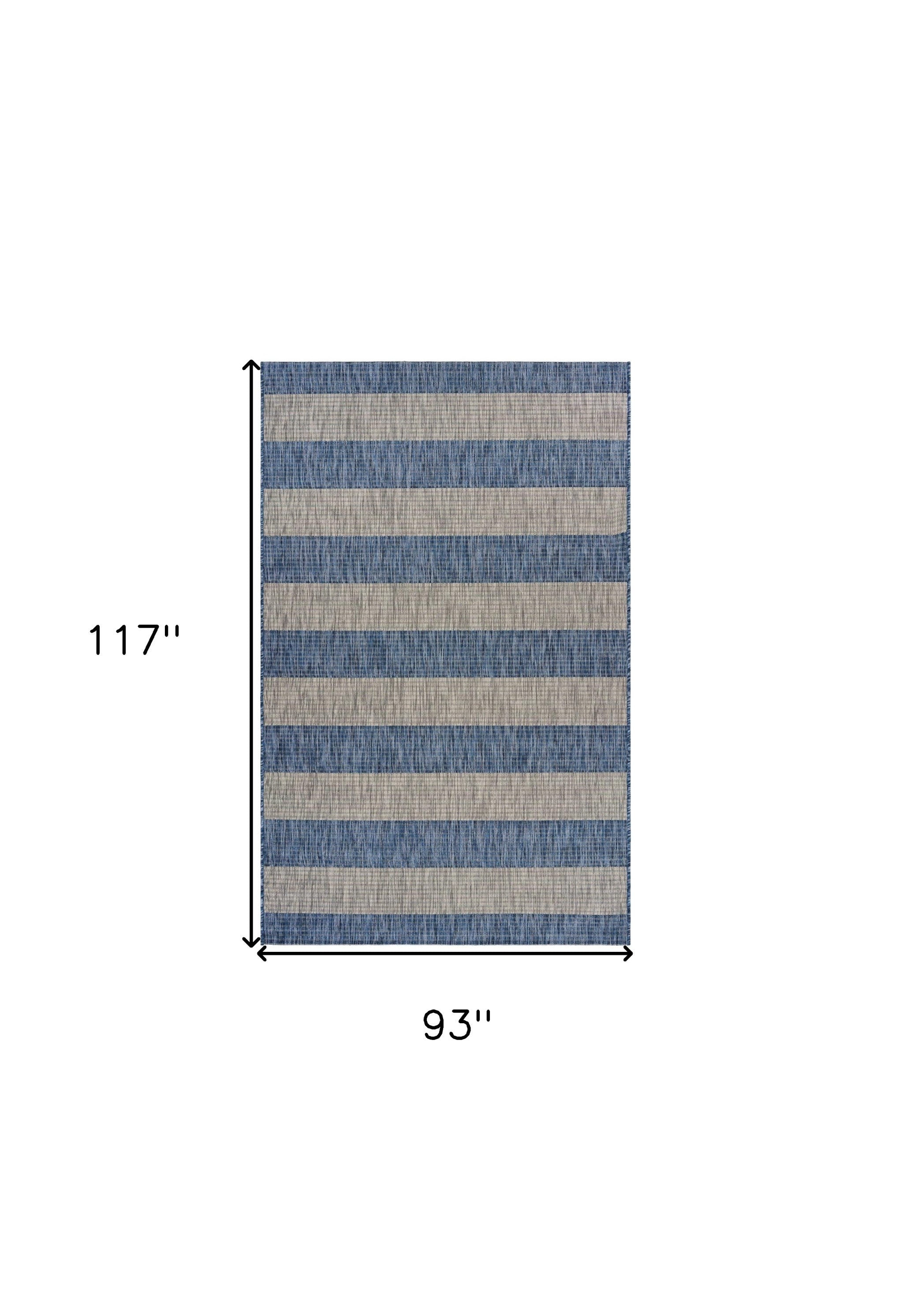 5' X 7' Navy/Gray Striped Indoor Outdoor Area Rug