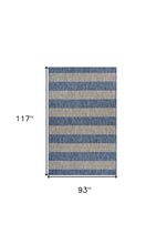 5' X 7' Navy/Gray Striped Indoor Outdoor Area Rug