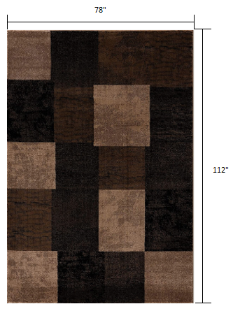 2’ X 4’ Brown Geometric Blocks Area Rug