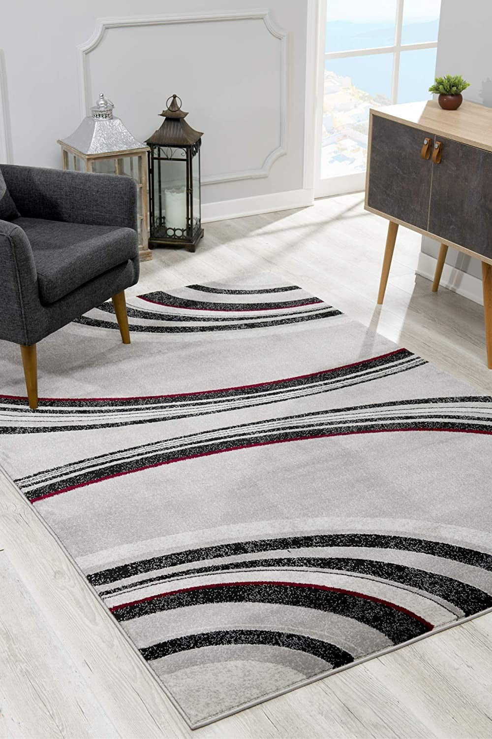4’ X 6’ Gray Modern Geometric Area Rug