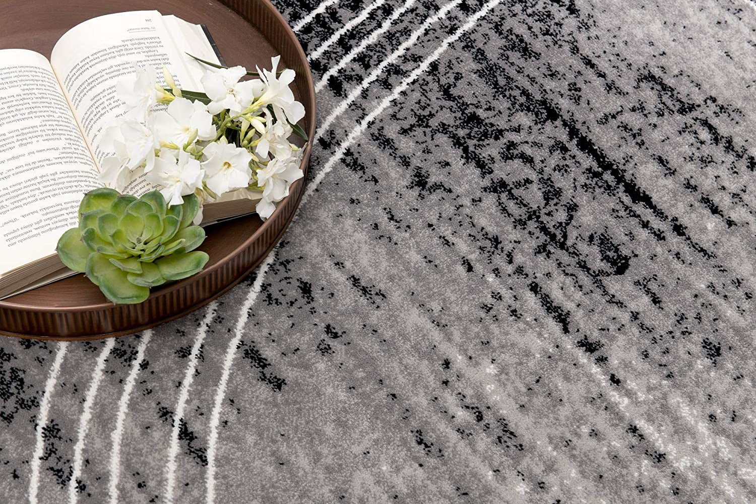 2’ X 4’ Gray Distressed Swirls Area Rug