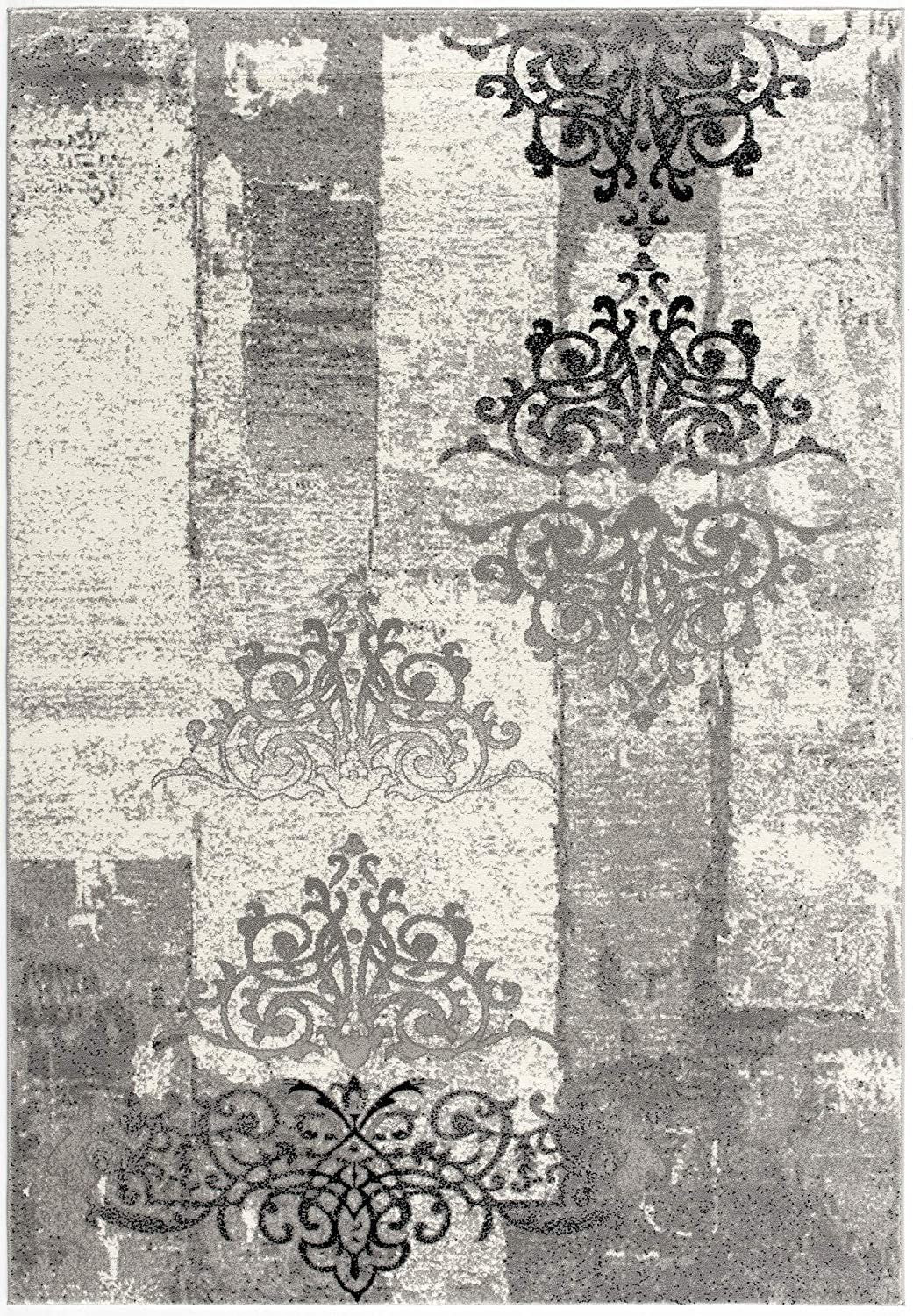 2’ X 10’ Gray Faded Filigree Pattern Runner Rug
