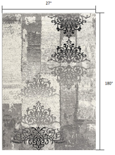 2’ X 10’ Gray Faded Filigree Pattern Runner Rug