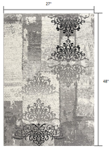 2’ X 10’ Gray Faded Filigree Pattern Runner Rug
