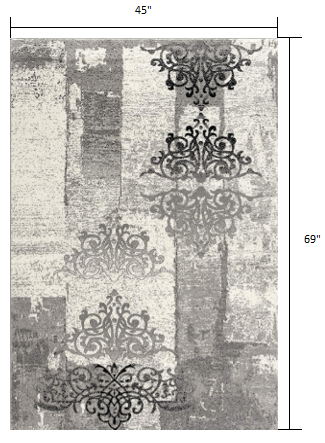 2’ X 10’ Gray Faded Filigree Pattern Runner Rug