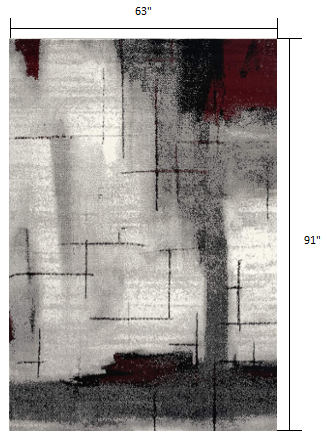 2’ X 10’ Gray And Burgundy Abstract Runner Rug