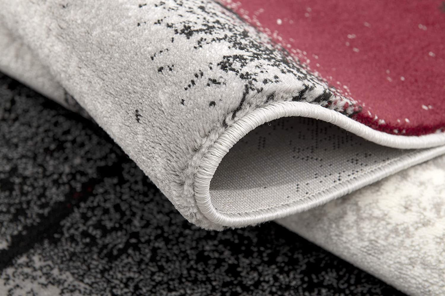 2’ X 10’ Gray And Burgundy Abstract Runner Rug