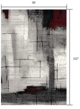 2’ X 10’ Gray And Burgundy Abstract Runner Rug