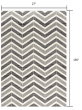 2’ X 10’ Gray Distressed Chevron Runner Rug