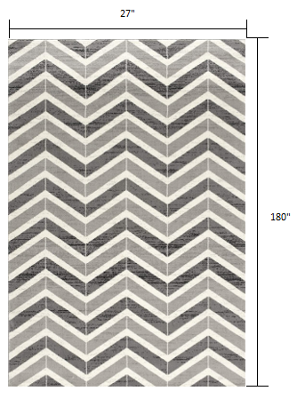 2’ X 10’ Gray Distressed Chevron Runner Rug