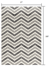 2’ X 10’ Gray Distressed Chevron Runner Rug