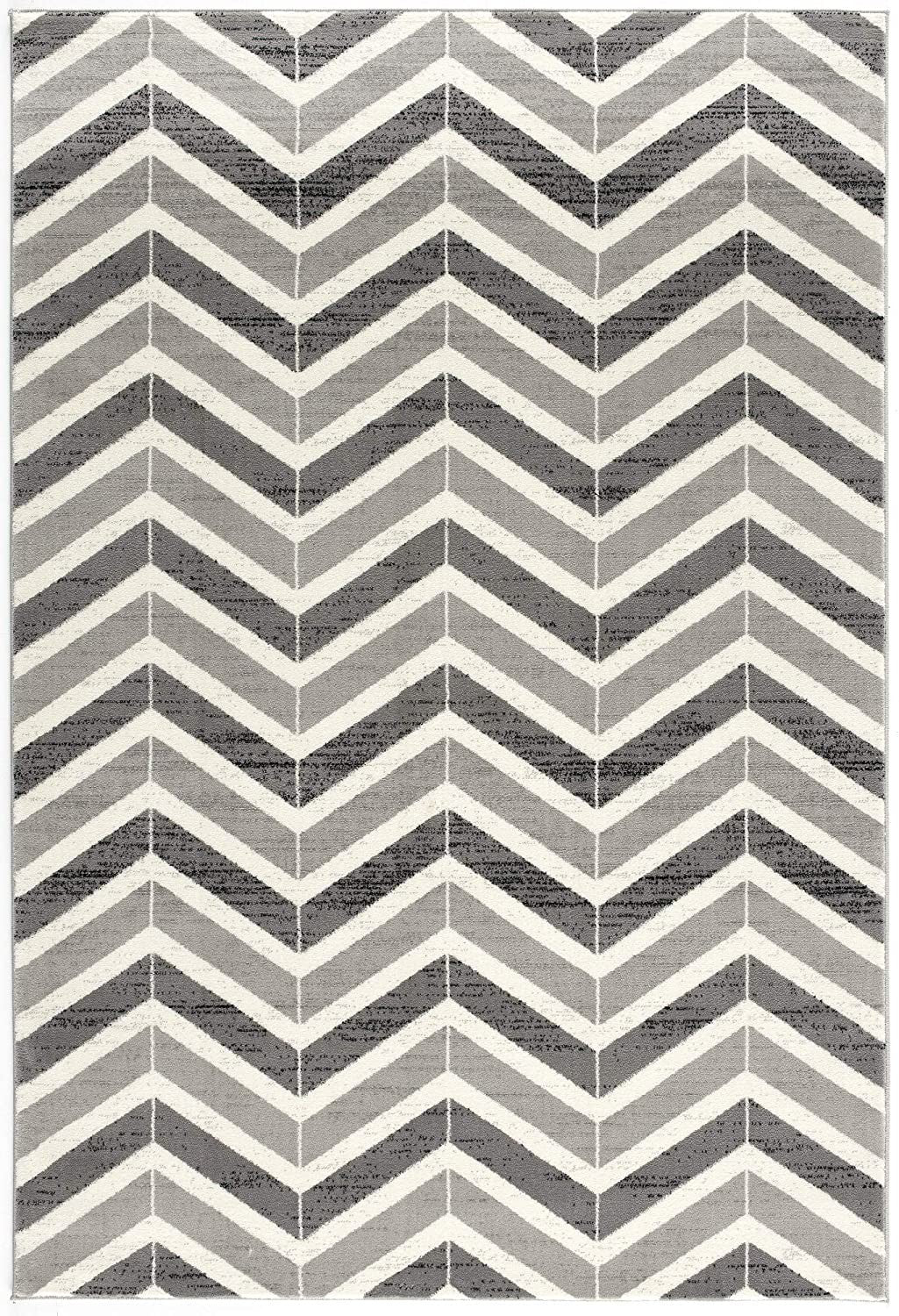2’ X 10’ Gray Distressed Chevron Runner Rug