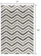 2’ X 10’ Gray Distressed Chevron Runner Rug