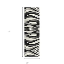 2’ X 10’ Black And Gray Abstract Marble Runner Rug
