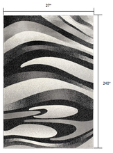 2’ X 10’ Black And Gray Abstract Marble Runner Rug