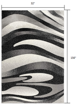 2’ X 10’ Black And Gray Abstract Marble Runner Rug